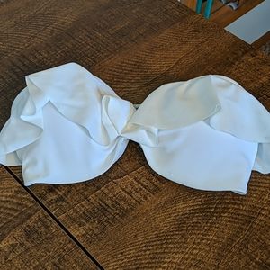 34B White strapless bikini swim top